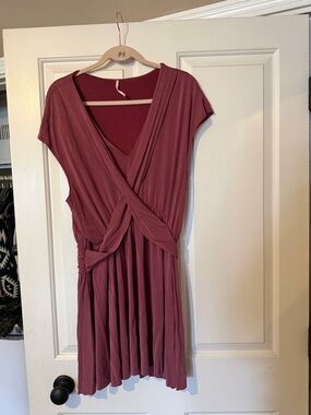 Free People Mauve Twist-Front Short Dress